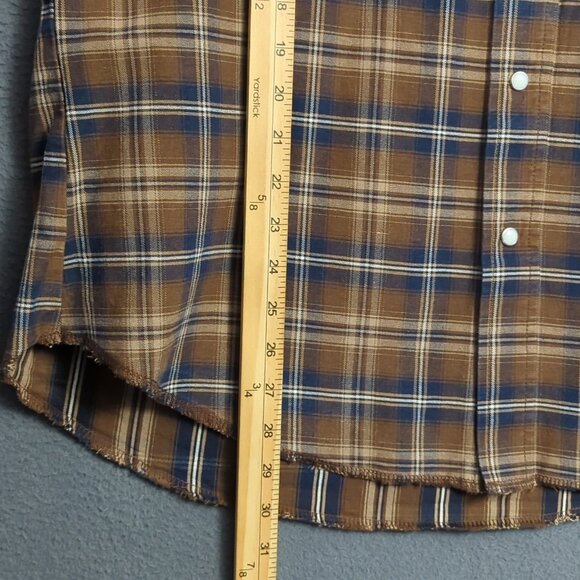 Wrangler Shirt Men's XL Brown Plaid Snap Button Brushpopper Western - Picture 7 of 10